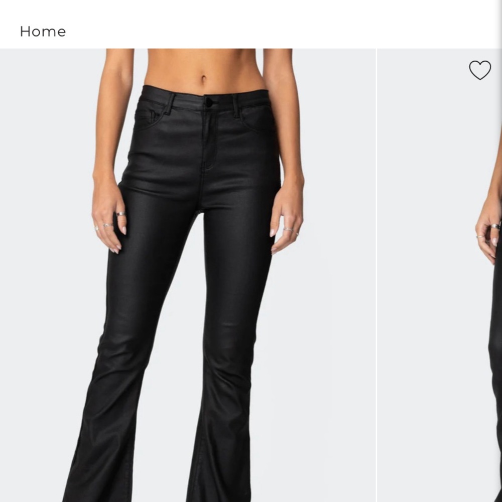 Black Flared Leather Pants